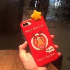 iPhone 6 6s Plus 5.5 - Christmas Deer Incoming Call LED Flashing PC Hard Phone Protective Cover Case - Red